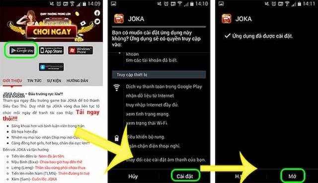 Cài đặt game bài JoKa trên Android